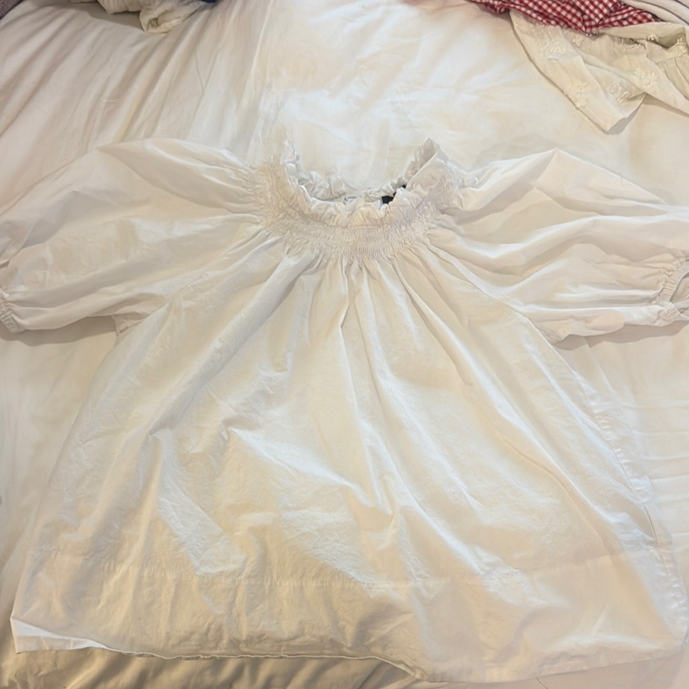 J.Crew White Puff Sleeve Blouse